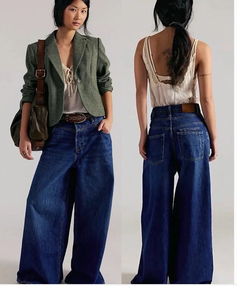 Free People We The Free Give And Take Baggy Wide-Leg Jeans 27